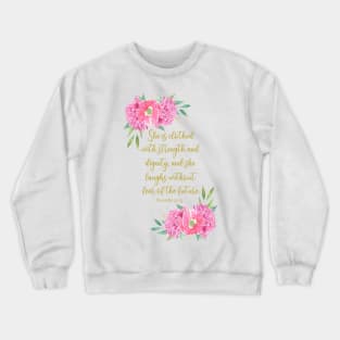 She is clothed with strength and dignity bible verse Crewneck Sweatshirt